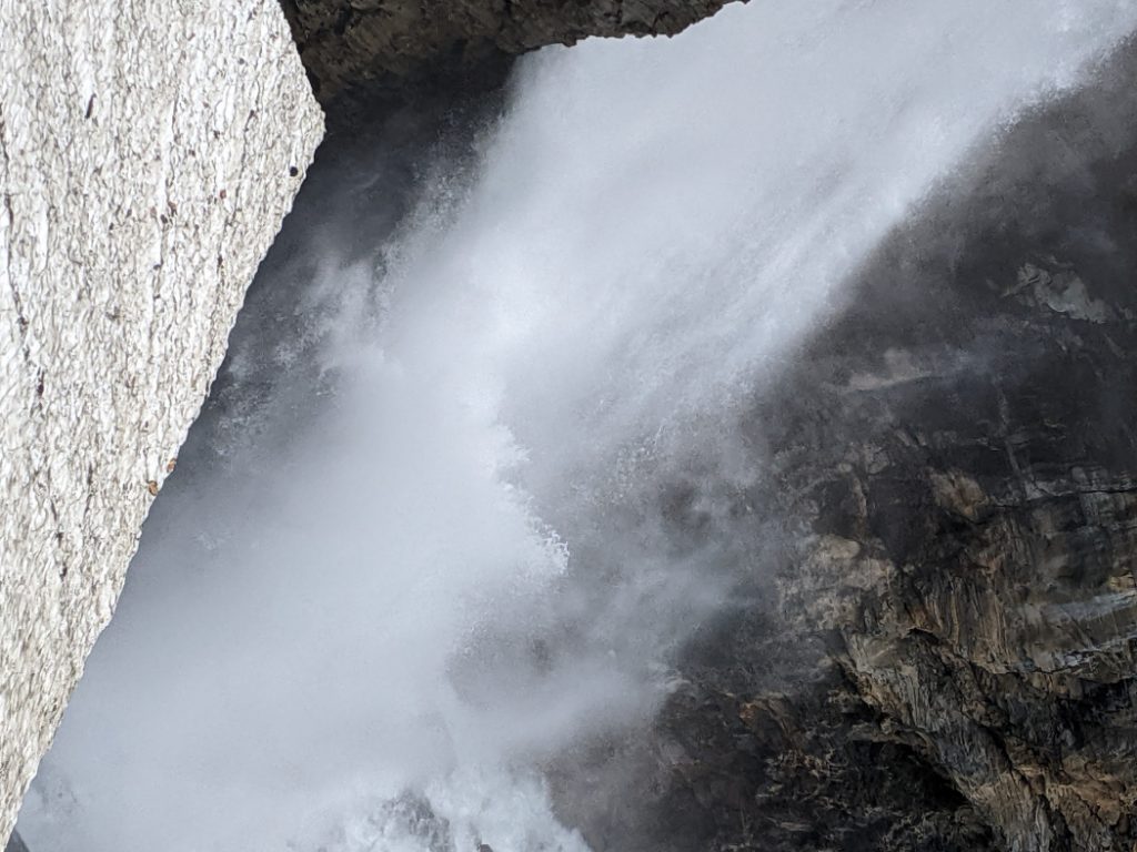 Looking down at the lower part of Helmet Falls