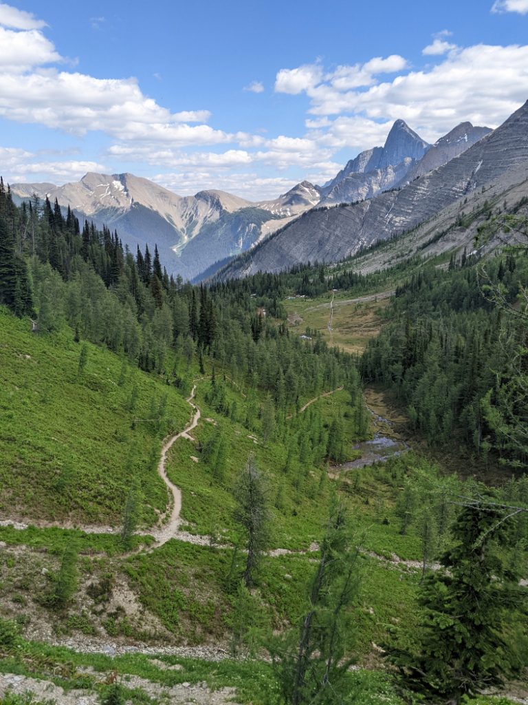 Tumbling Pass on to Numa Creek - that is Foster Peak in the distance