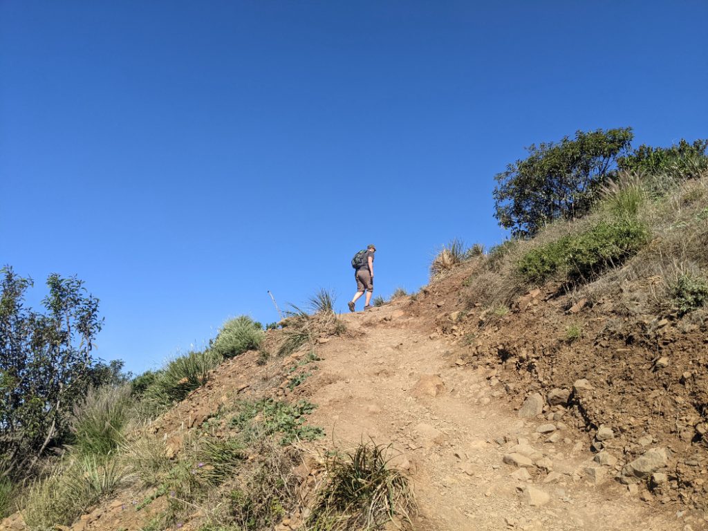 Steep trail up to the saddle