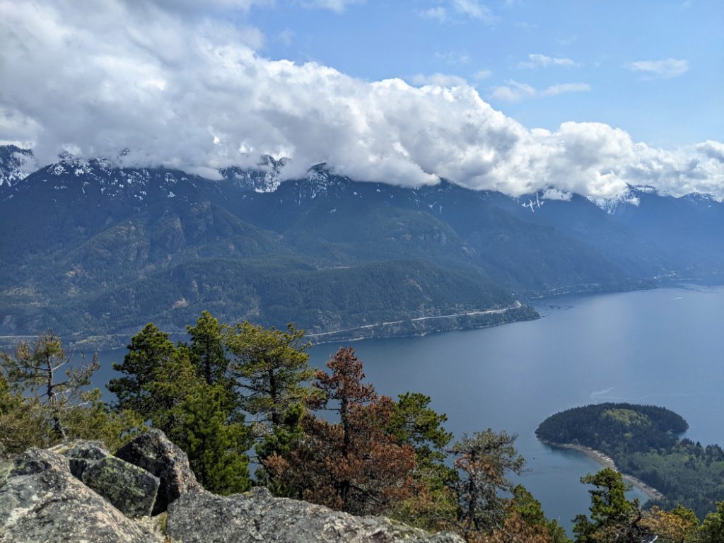 North Shore Mountains from Leading Peak on Anvil Island