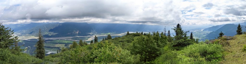 Wider view of the Fraser Valley from Bear Mountain - Highway 1 below (Hope to the left and Chilliwack to the right)