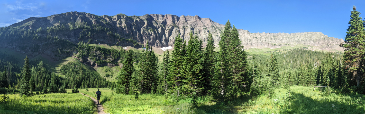 Looking up from Rowe Meadows - Rowe Peak towering above