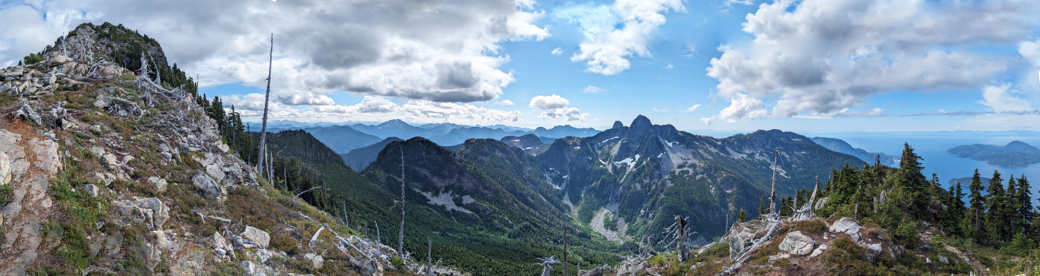 The Howe Sound Crest Trail from Mount Harvey - David Peak, James Peak, the Lions and Unnecessary Mountain.