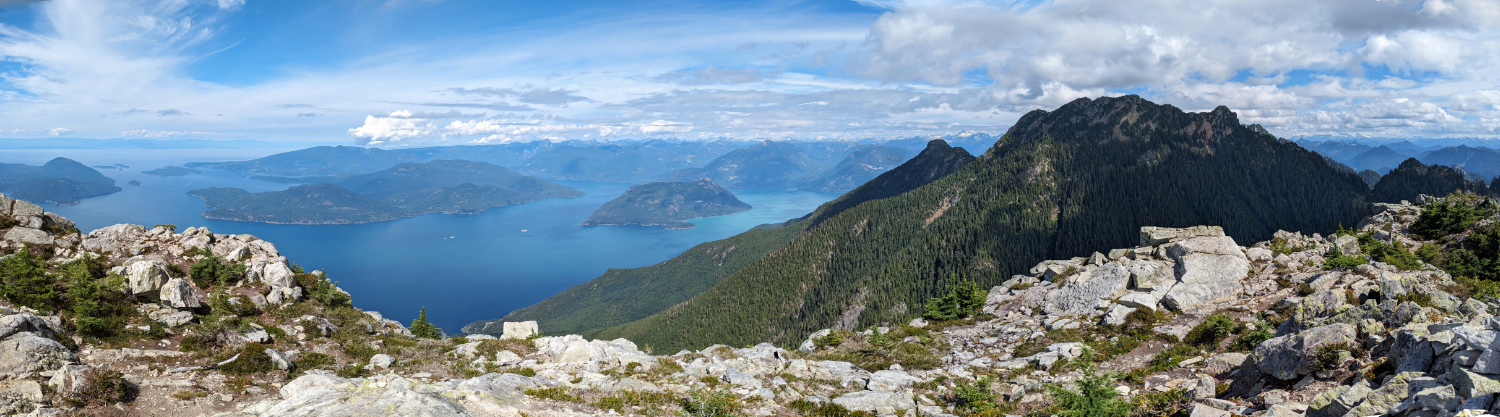 Howe Sound (left) with Hat Mountain and Mount Brunswick (right)